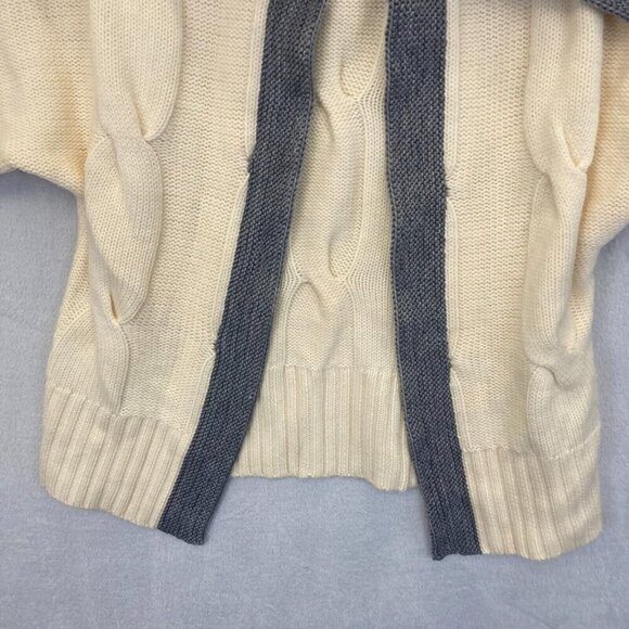 Antonio Melani Short Sleeve Cardigan Medium M Merino Wool Cream Cable Heavy Open - Picture 8 of 16